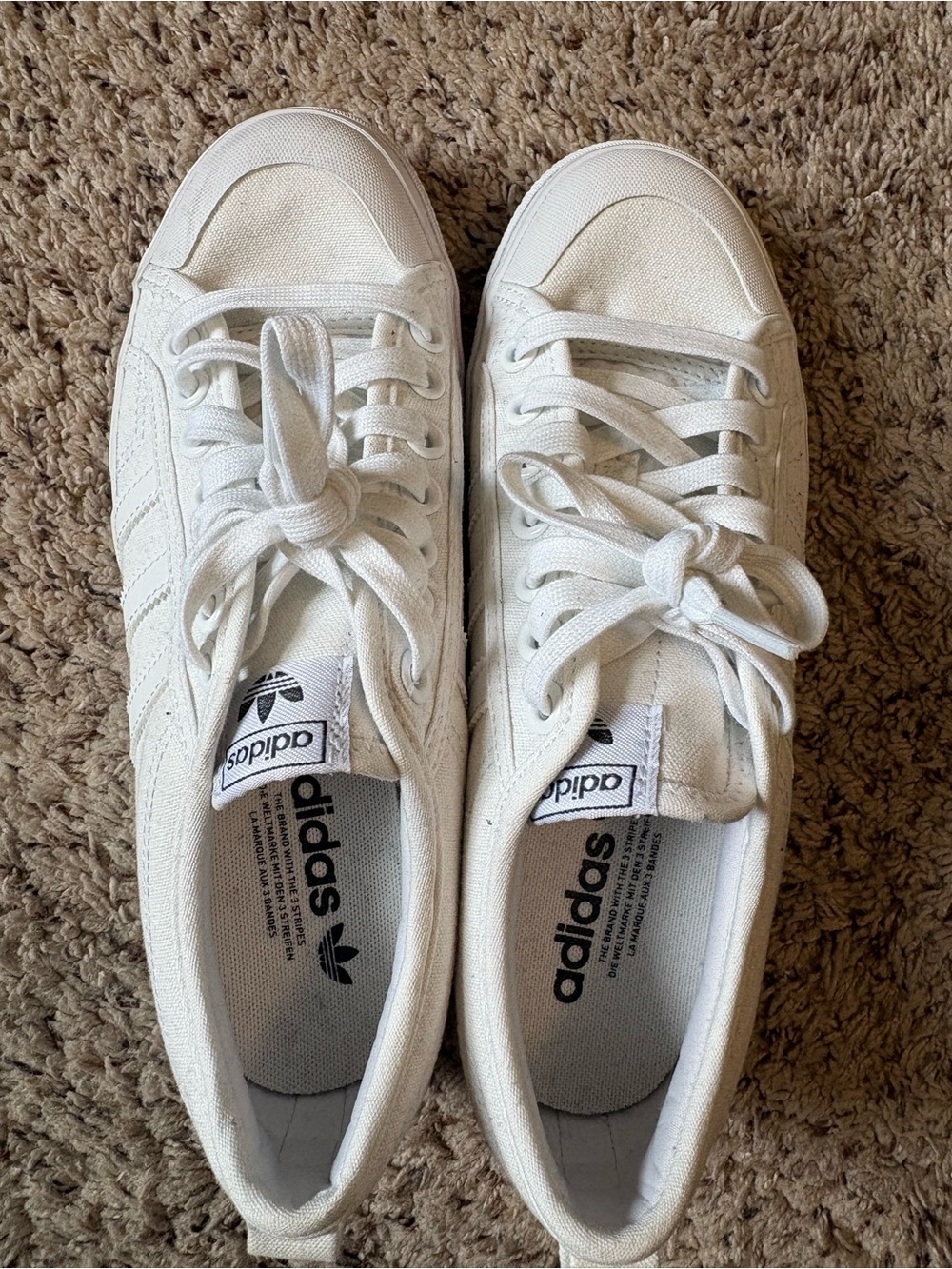 adidas Women's White Canvas Low-Top Platform Sneakers - Picture 1 of 5